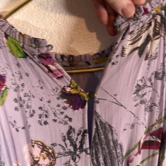 Anthropologie Lavender Floral Midi Dress Smock Back Waistband Size 8 - Picture 4 of 11